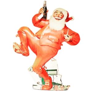 1960’s Norman Rockwell Pepsi Santa Claus Sign Christmas Decor Art